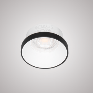 MALE CADRE SPOT FIXE A ENCASTRER ROND ALUMINIUM BLANC+NOIR